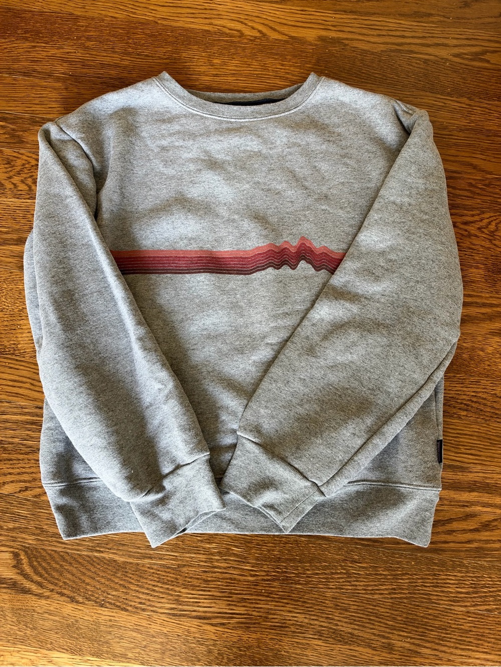 Patagonia Gray Crewneck Sweatshirt with Red Stripe